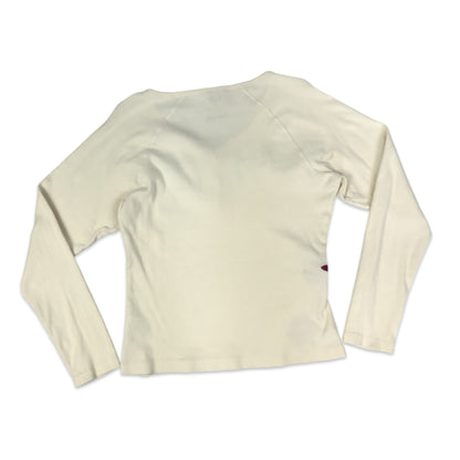 Napapijri White Ribbed Knit Henley Top 14 16