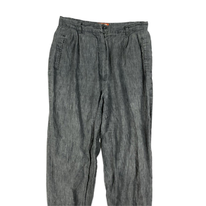 Pleated Grey Linen Trousers 8 10