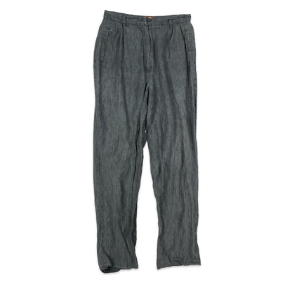 Pleated Grey Linen Trousers 8 10