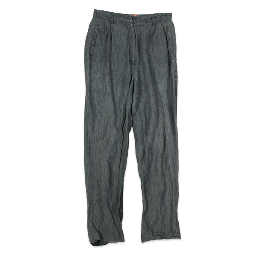 Pleated Grey Linen Trousers 8 10