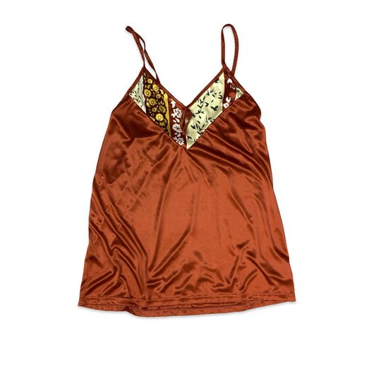 Y2K Copper Shiny Spaghetti Strap Slip Top 4 6 8