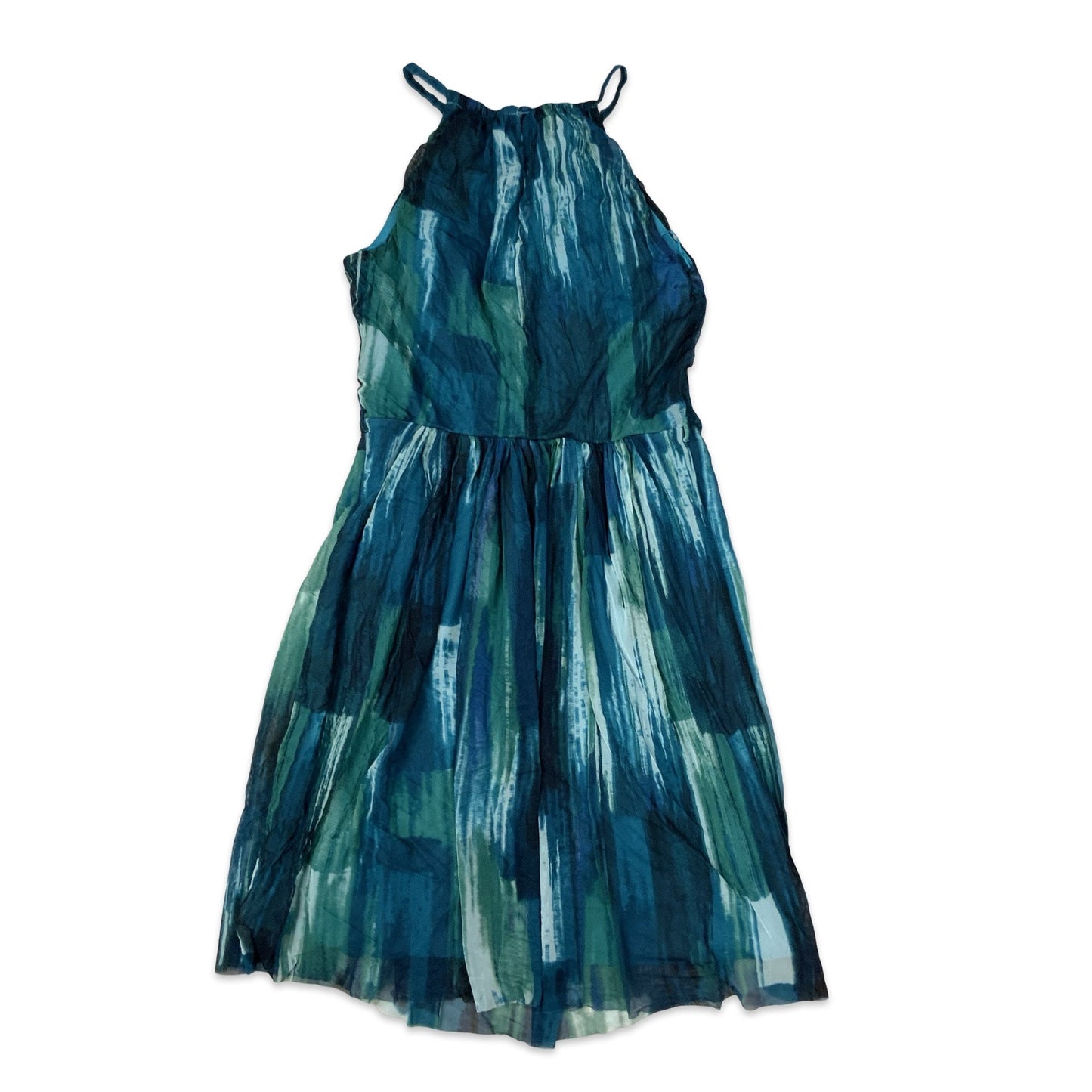 Y2K Esprit Blue & Green Spaghetti Strap Dress 10 12 14