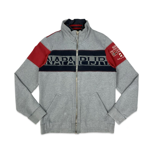 Napapijri Grey Spell Out Zip-up Track Jacket S M