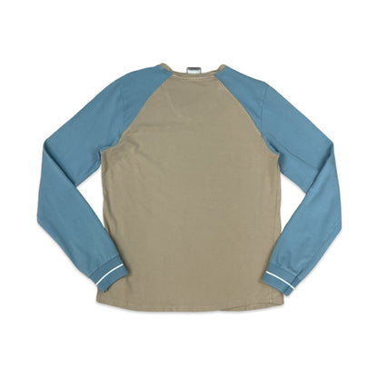Y2K Blue & Beige Nike Spell Out Long Sleeve Tee 10 12