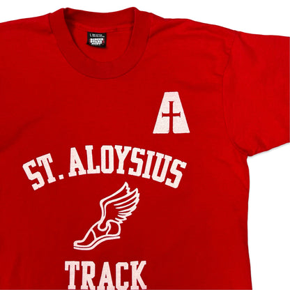 Vintage 90s Screen Stars "St. Aloysius Track" Red Graphic Tee M