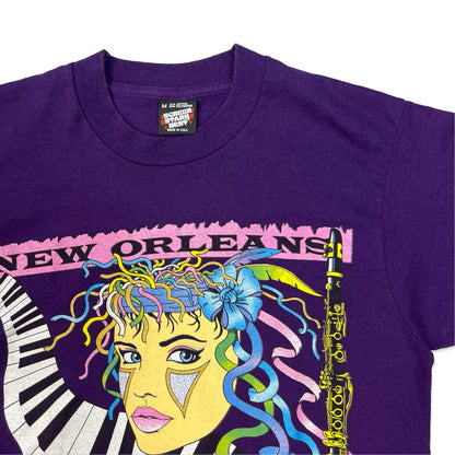 Vintage 90s Screen Stars "New Orleans" Purple Graphic Tee S