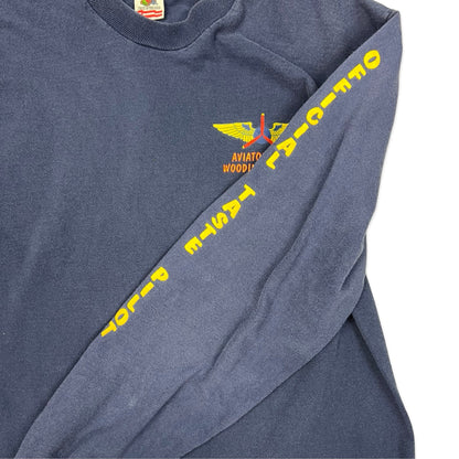 Vintage 90s Fruit of the Loom "Aviator Ale" Navy Long Sleeve Tee L