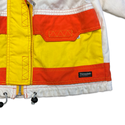 Vintage 90s RARE Fablice Donald Duck Thinsulate White & Orange Hooded Ski Jacket S