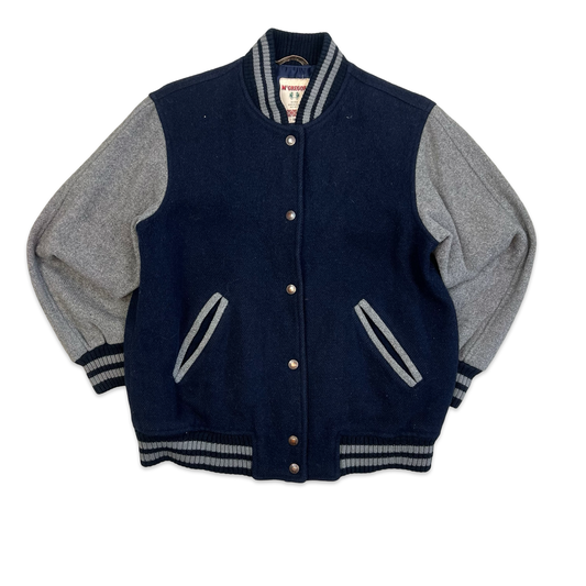 Vintage RARE McGregor Navy & Grey Wool Varsity Jacket S