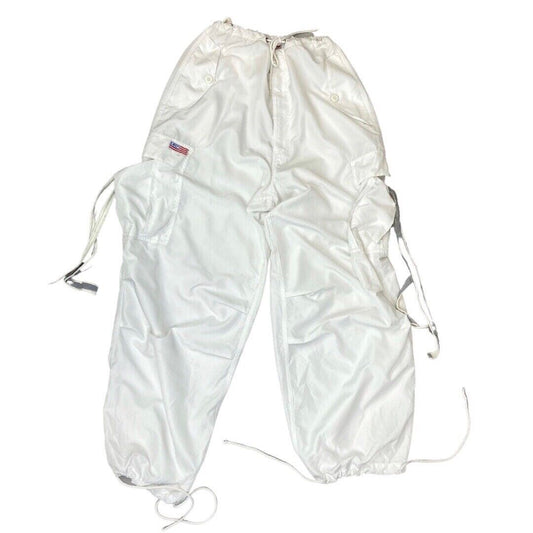 Vintage Y2K White UFO Parachute Cargo Trousers 12 14 M