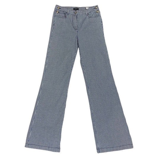 Vintage 90s Y2K Blue White Striped High Rise Straight Leg Jeans 8 S