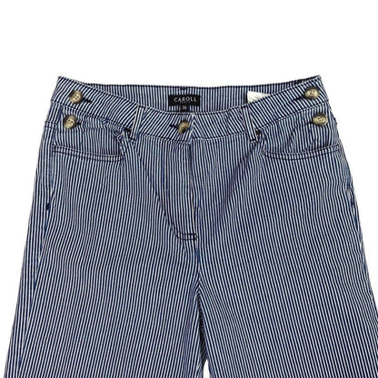 Vintage 90s Y2K Blue White Striped High Rise Straight Leg Jeans 8 S