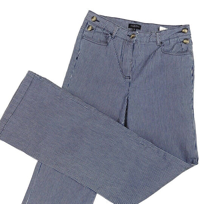 Vintage 90s Y2K Blue White Striped High Rise Straight Leg Jeans 8 S