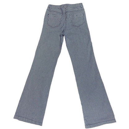 Vintage 90s Y2K Blue White Striped High Rise Straight Leg Jeans 8 S