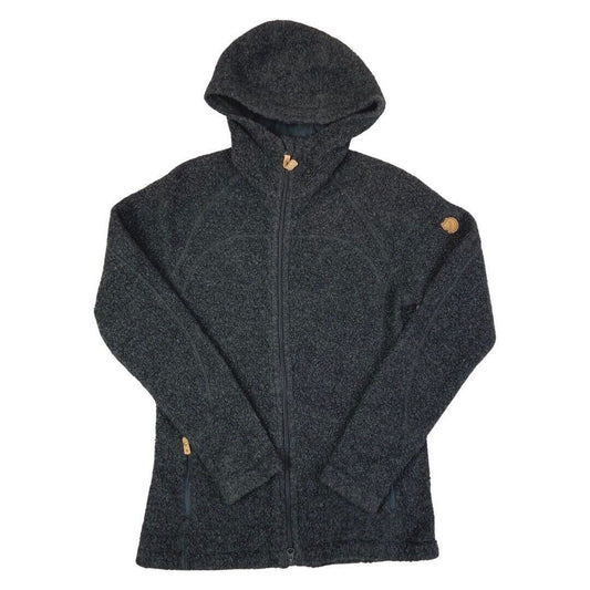 Vintage 90s 00s Grey Fjällräven Zip Down Hooded Fleece S