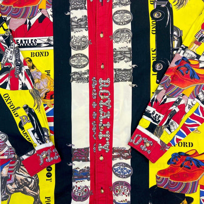 Vintage Super Rare 90s Red Versace Beatles Sex Pistols Button Down Shirt XL