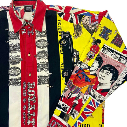 Vintage Super Rare 90s Red Versace Beatles Sex Pistols Button Down Shirt XL