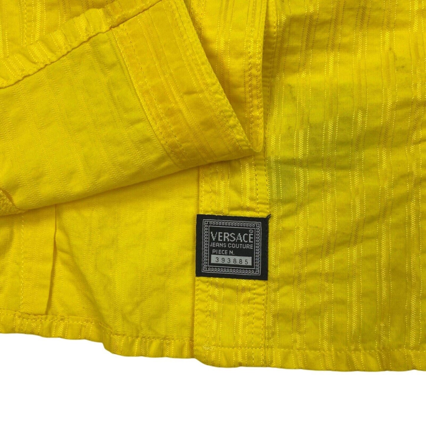 Vintage 90s Yellow Versace Cropped Button Down Shirt 12 14 M