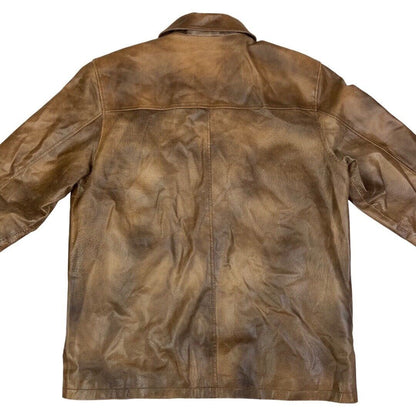 Vintage 90s Brown Leather Zip Down Jacket L