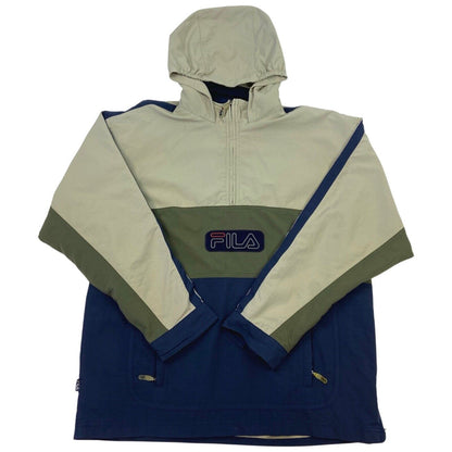 Vintage 90s Khaki Navy Fila 1/4 Zip Jacket L