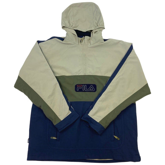 Vintage 90s Khaki Navy Fila 1/4 Zip Jacket L