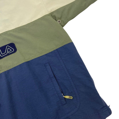 Vintage 90s Khaki Navy Fila 1/4 Zip Jacket L