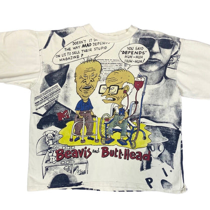 Vintage Super Rare 90s MTV Bevis and Butthead Long Sleeve Graphic T-shirt XL