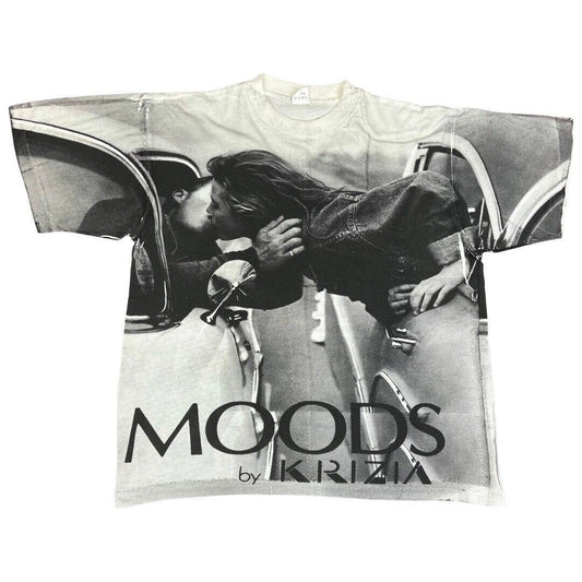 Vintage Super Rare 90s Black White Moods by Krizia All Over Print T-shirt XL