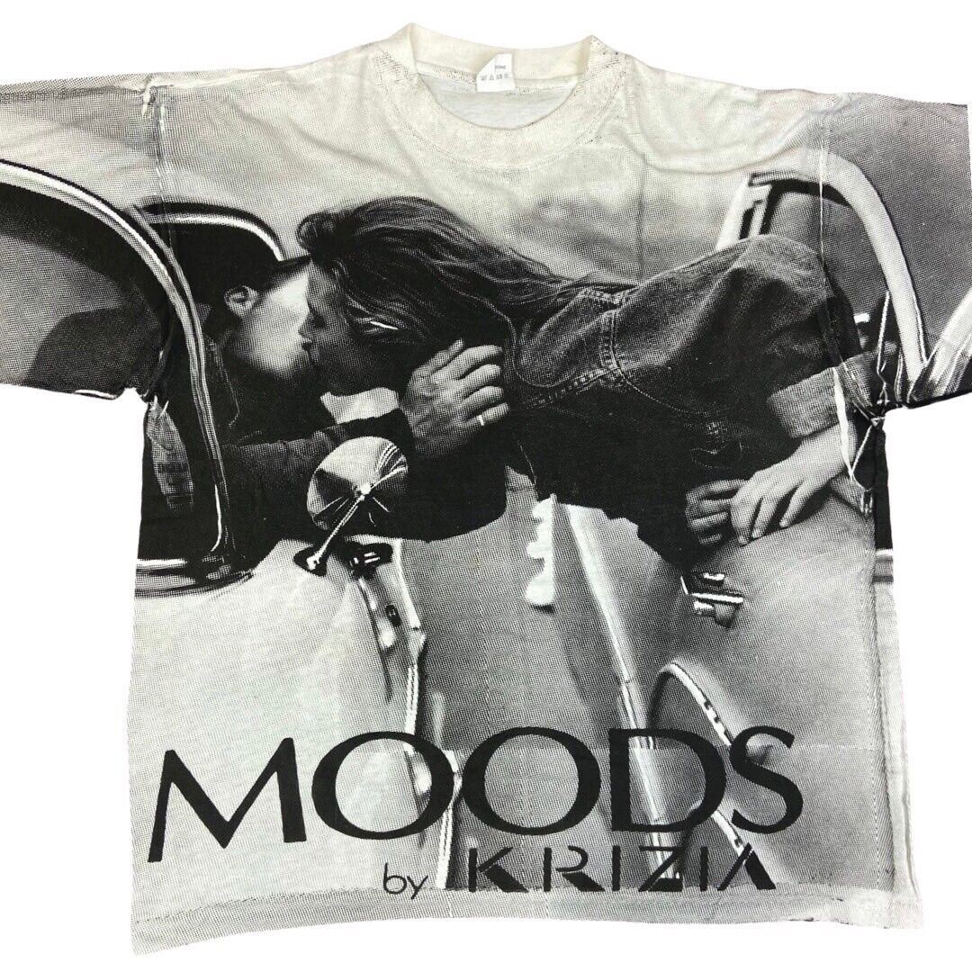 Vintage Super Rare 90s Black White Moods by Krizia All Over Print T-shirt XL