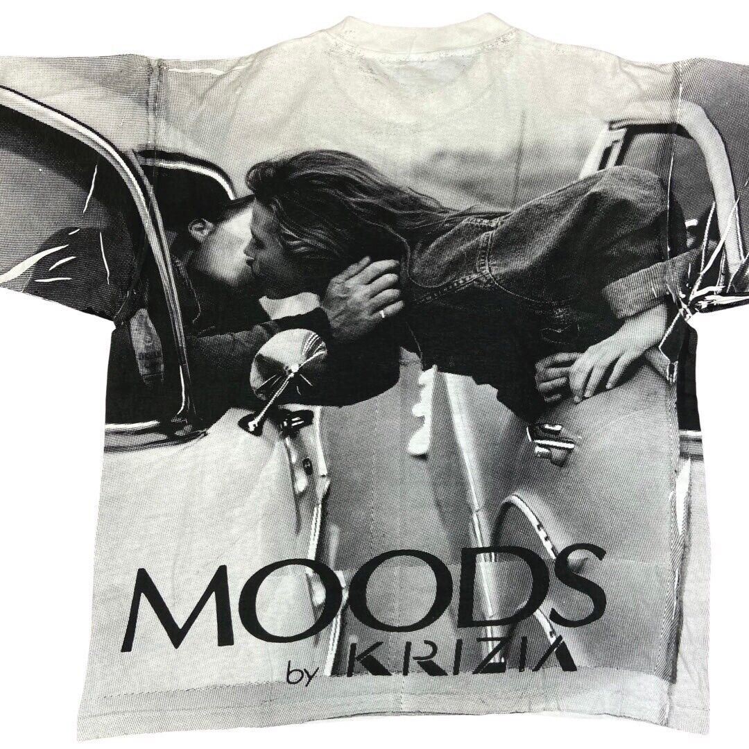 Vintage Super Rare 90s Black White Moods by Krizia All Over Print T-shirt XL