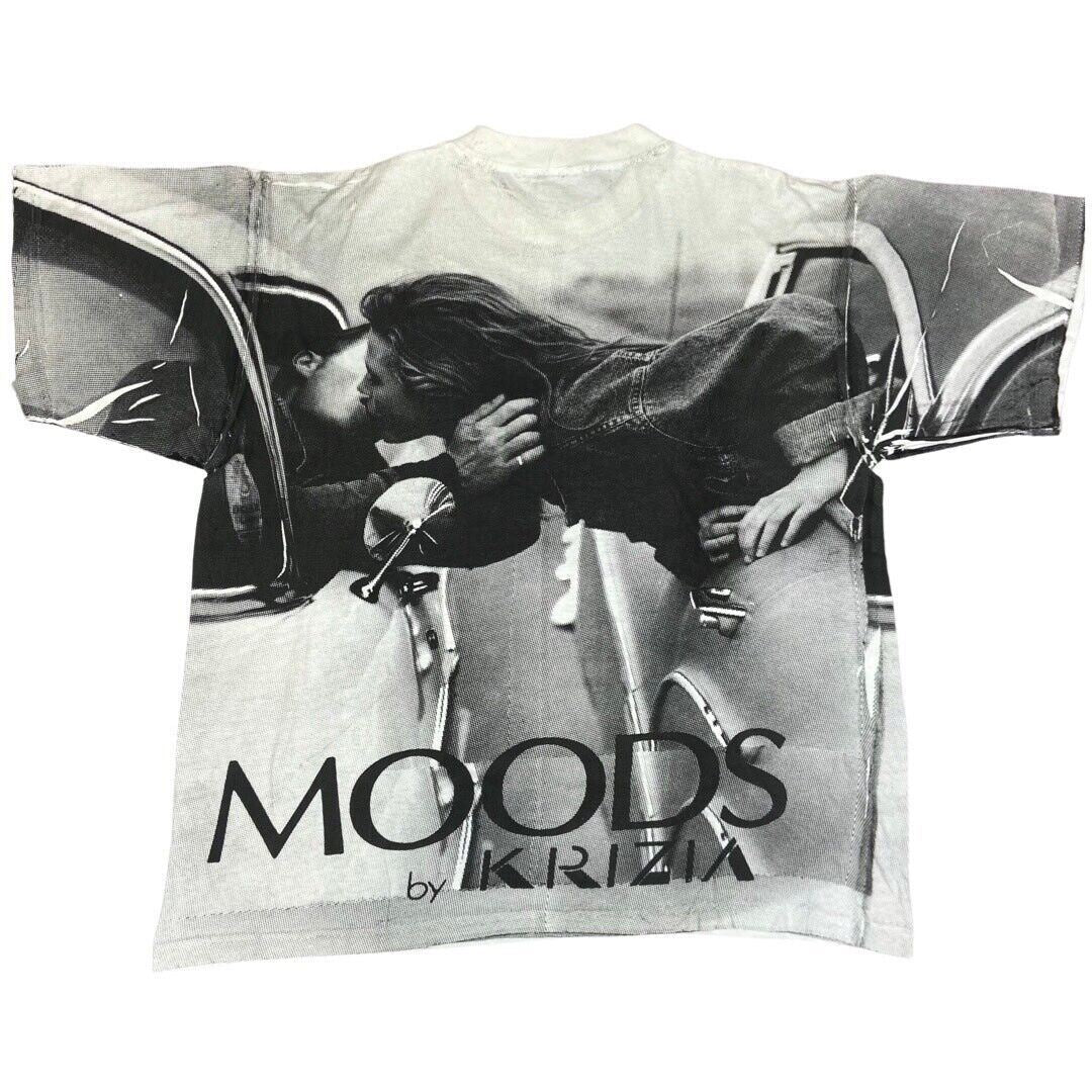 Vintage Super Rare 90s Black White Moods by Krizia All Over Print T-shirt XL