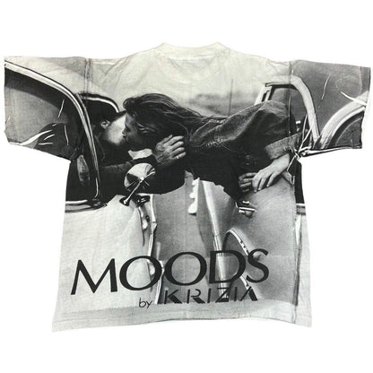 Vintage Super Rare 90s Black White Moods by Krizia All Over Print T-shirt XL