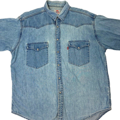 Vintage 90s Levi’s Denim Pearl Snap Button Up Western Shirt XXL