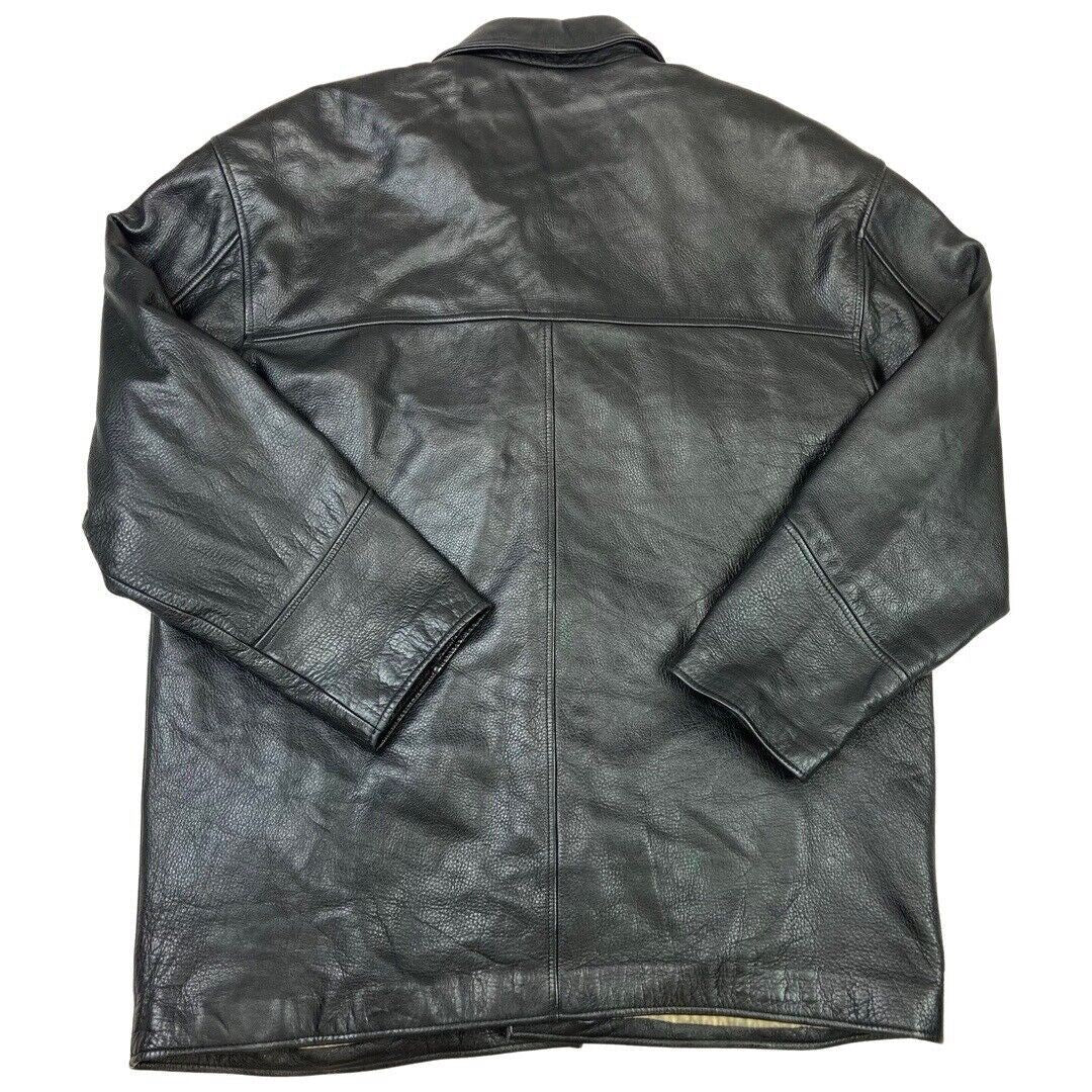 Vintage 90s Black Button Down Leather Jacket XXL