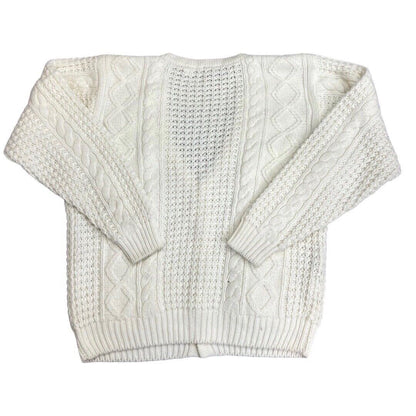 Vinatage 90s White Cable Knit Button Down Cardigan 18 20 XL
