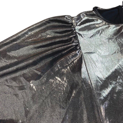 Vintage 80s Silver Shiny Lamé Party Tunic Batwing 16 L