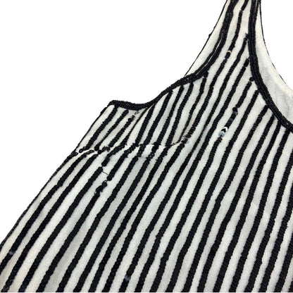 Vintage 90s 00s Black White Striped Embellished Sparkly Party Top 12 14 M