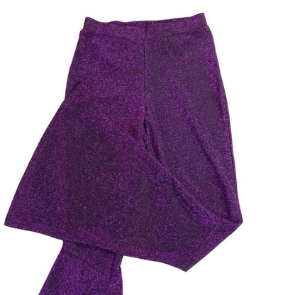 Vintage 90s Purple Sparkly Disco Flared Party Trousers 6 8 S