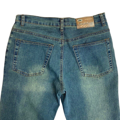 Vintage 90s Y2K Blue Flared Mid Rise Embellished Jeans 12 M