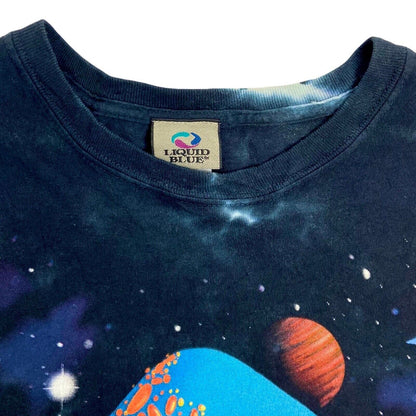 2000s Tie-Dye Liquid Blue Psychedelic Mushroom T-shirt XL