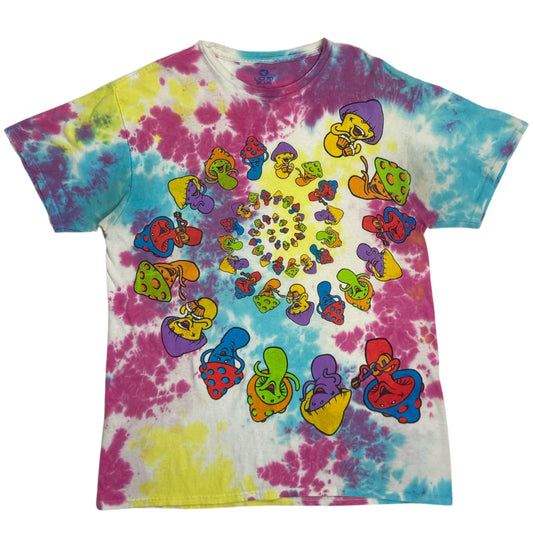 2016 Liquid Blue Tie Dye Dancing Mushrooms T-Shirt L