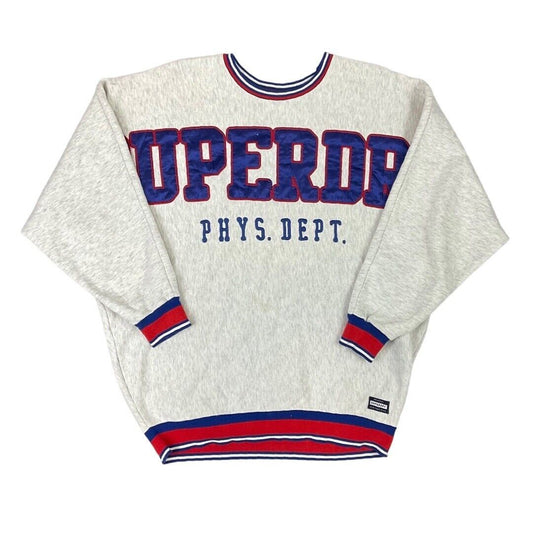 Vintage 90s 00s Grey Superdry Spell Out Logo Crew Neck Dolman Jumper 12