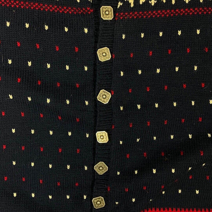 Vintage 80s 90s Blue Scandinavian Norwegian Style Patterned Knit Cardigan 16