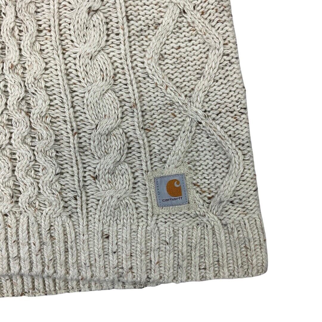 Vintage 90s 00s Beige Speckled Cable Knit Wool Carhartt Jumper 12 14