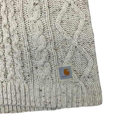 Vintage 90s 00s Beige Speckled Cable Knit Wool Carhartt Jumper 12 14