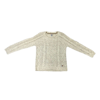 Vintage 90s 00s Beige Speckled Cable Knit Wool Carhartt Jumper 12 14