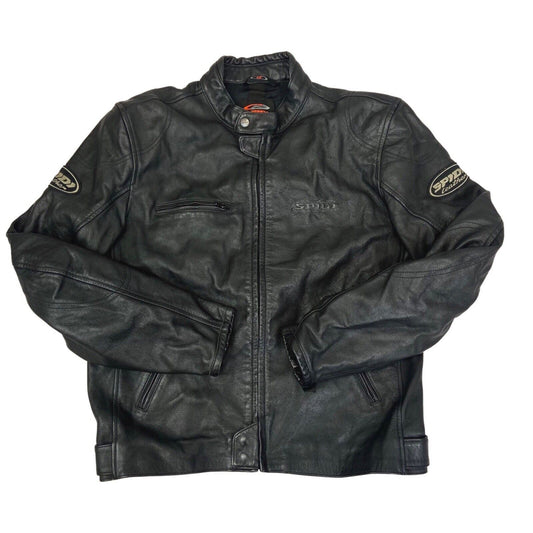 Vintage 90s Black Spidi Biker Racing Leather Jacket L