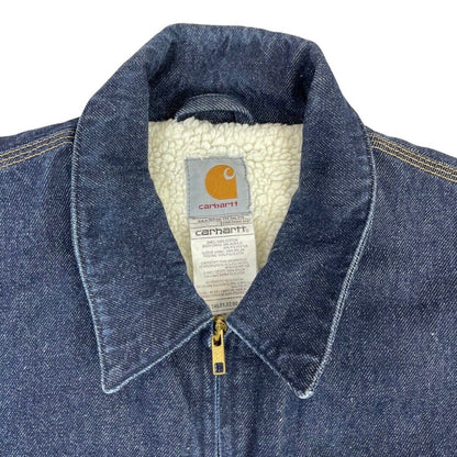 Vintage 90s 00s Blue Carhartt Sherpa Lined Zip-Up Denim Jacket M