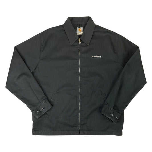 Vintage 00s Black Carhartt Embroidered Zip-Up Harrington Worker Jacket L