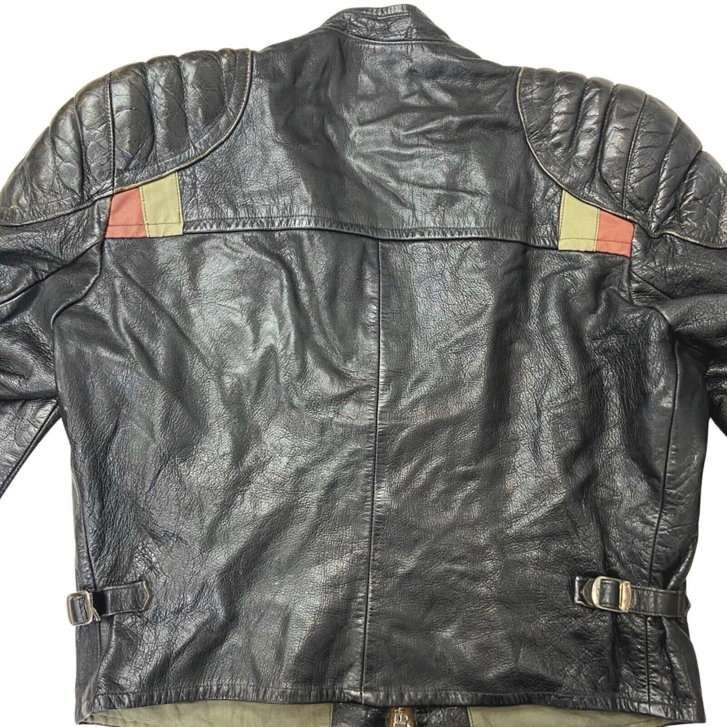 Vintage 1960s Black Biker Black Goatskin Leather Jacket M